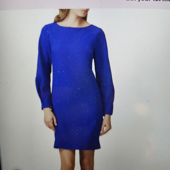 Trina Turk Vibrant Blue Long Sleeve Dress - Picture 1 of 8